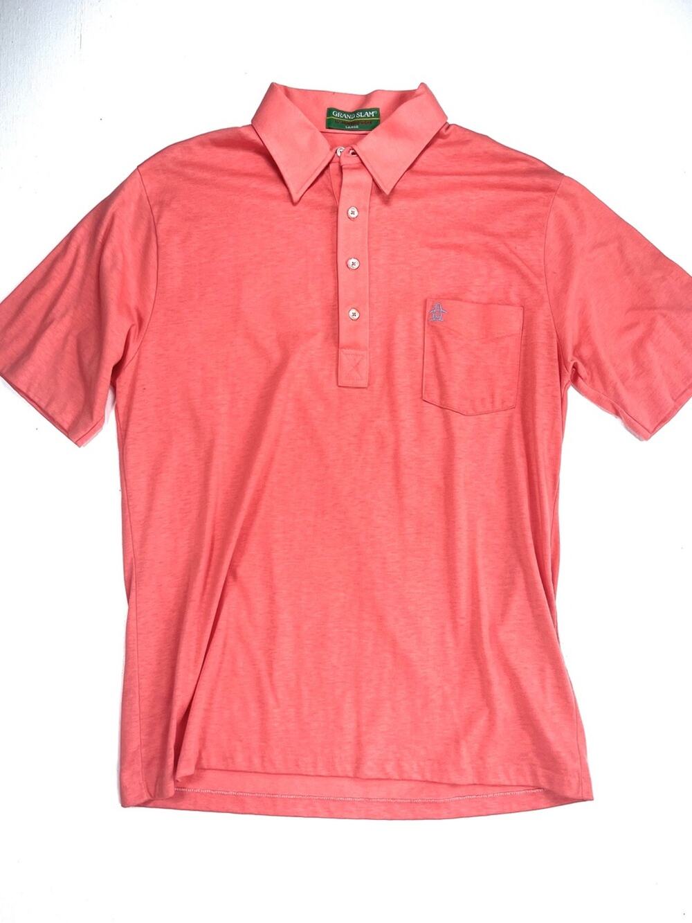Vintage Grand Slam Munsingwear Penguin Polo Shirt Coral Peach Pink Large Tennis